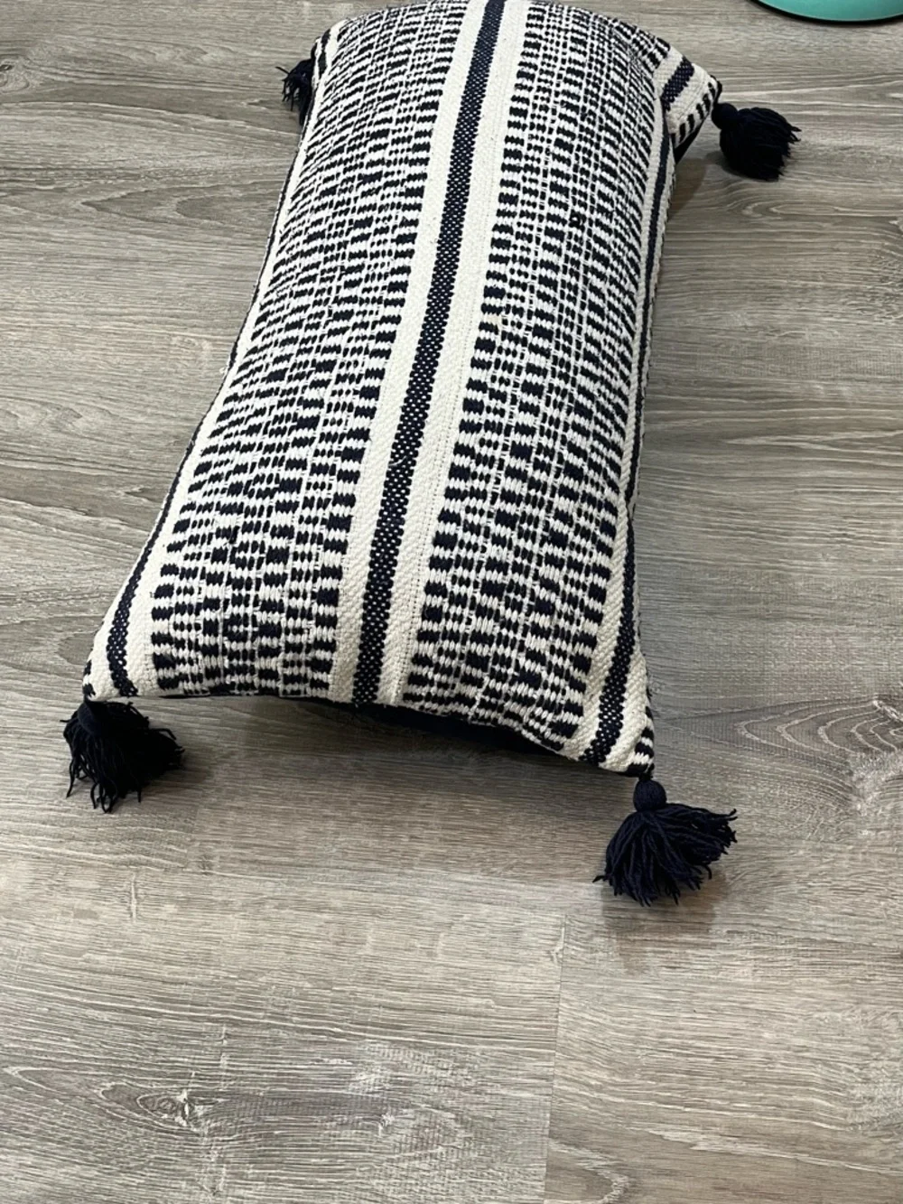 Tommy Hilfiger 27X14 Navy Blue White Feather Down Lumbar Bedroom Throw Pillow